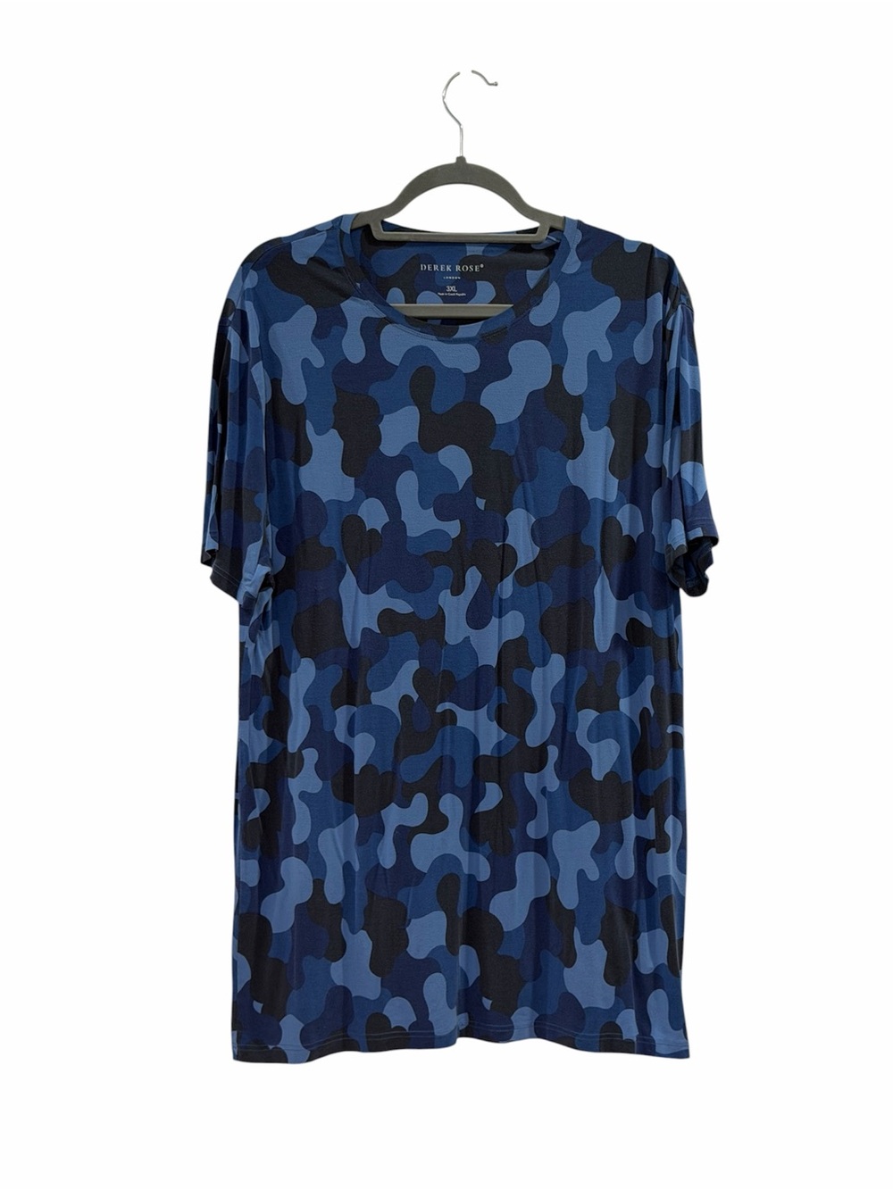Derek Rose Blue & Black Camouflage Sleep T-shirt.
